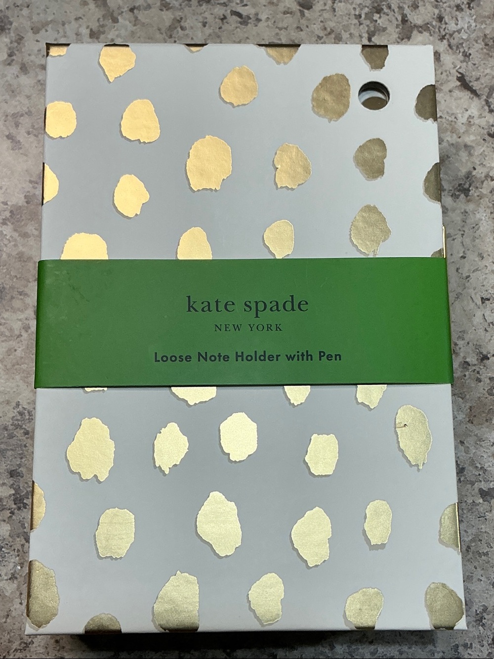 kate spade White Notebook with Gold Foil Dot Pattern and Green Band - Picture 4 of 5
